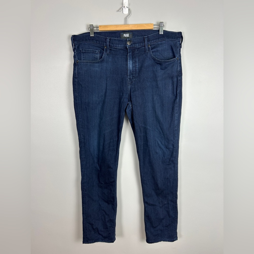 PAIGE Lennox Jeans in Ink Well Men's‎ 36 Dark Wash Stretch Straight Leg